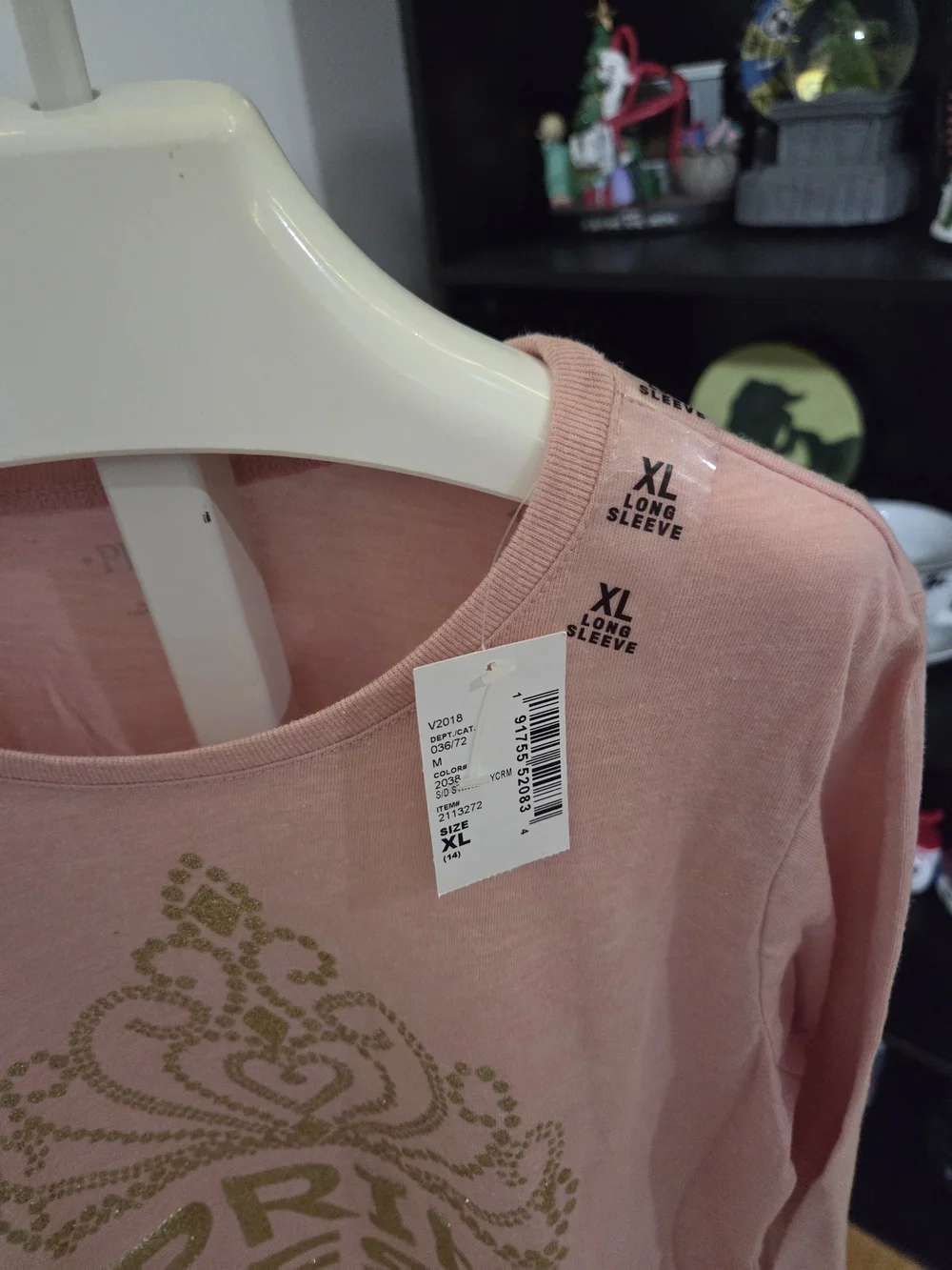 The Children's Place Pink Long Sleeve 'Princess' Tee with Gold Glitter